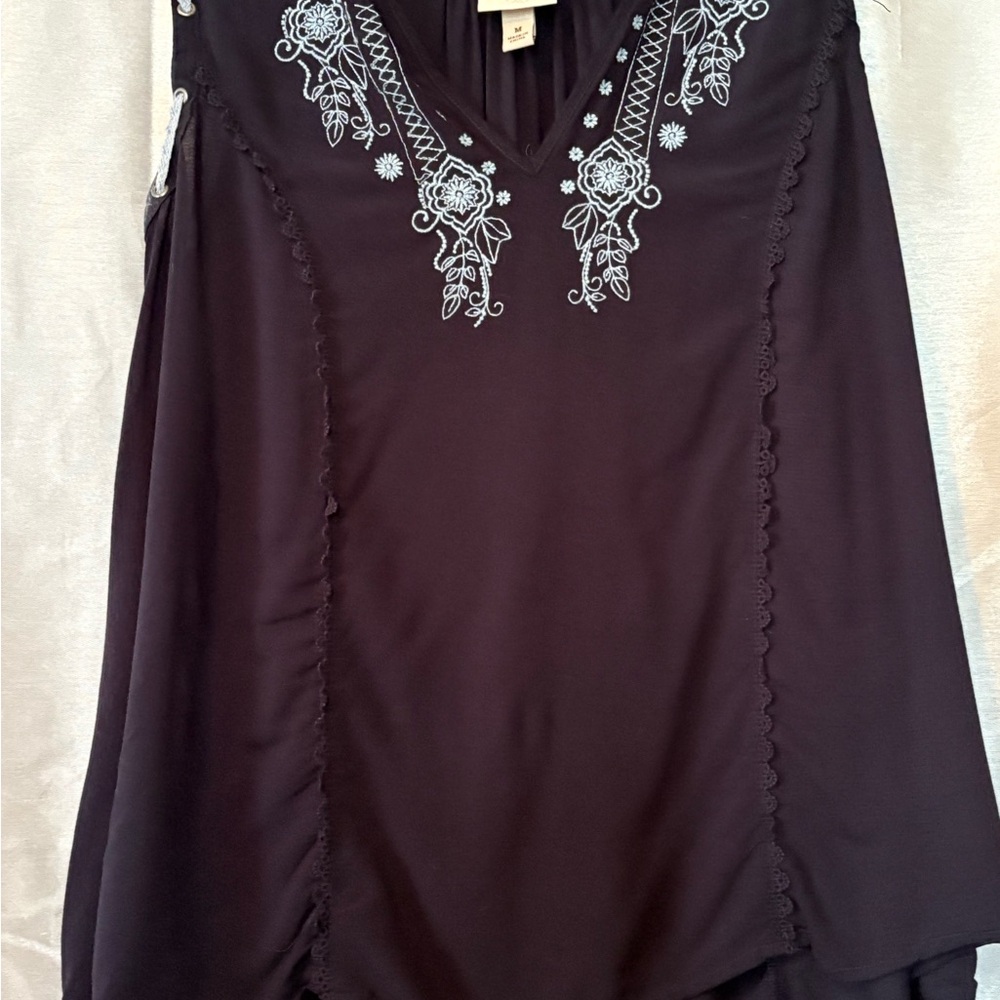 Embroidered Blue Sleeveless Top Knox Rose size M